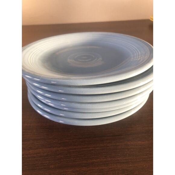 Set Of 7 Fiesta Ware Periwinkle Salad Dessert Plates 7.25" USA HLC - Picture 3 of 8